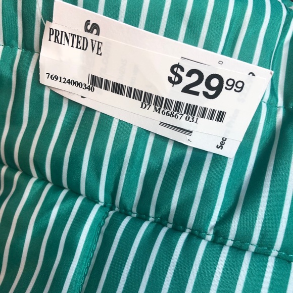 New Green and White Striped Puffer Vest - Picture 7 of 9